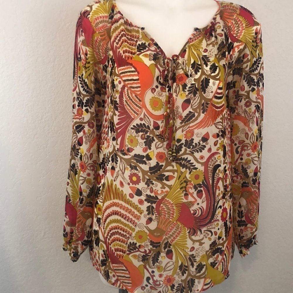 Charter Club bird print blouse